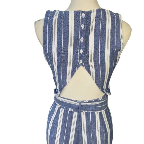 Tularosa Reese Striped V-Neck Button Back Striped Jumpsuit Blue White Size Small - Picture 6 of 10